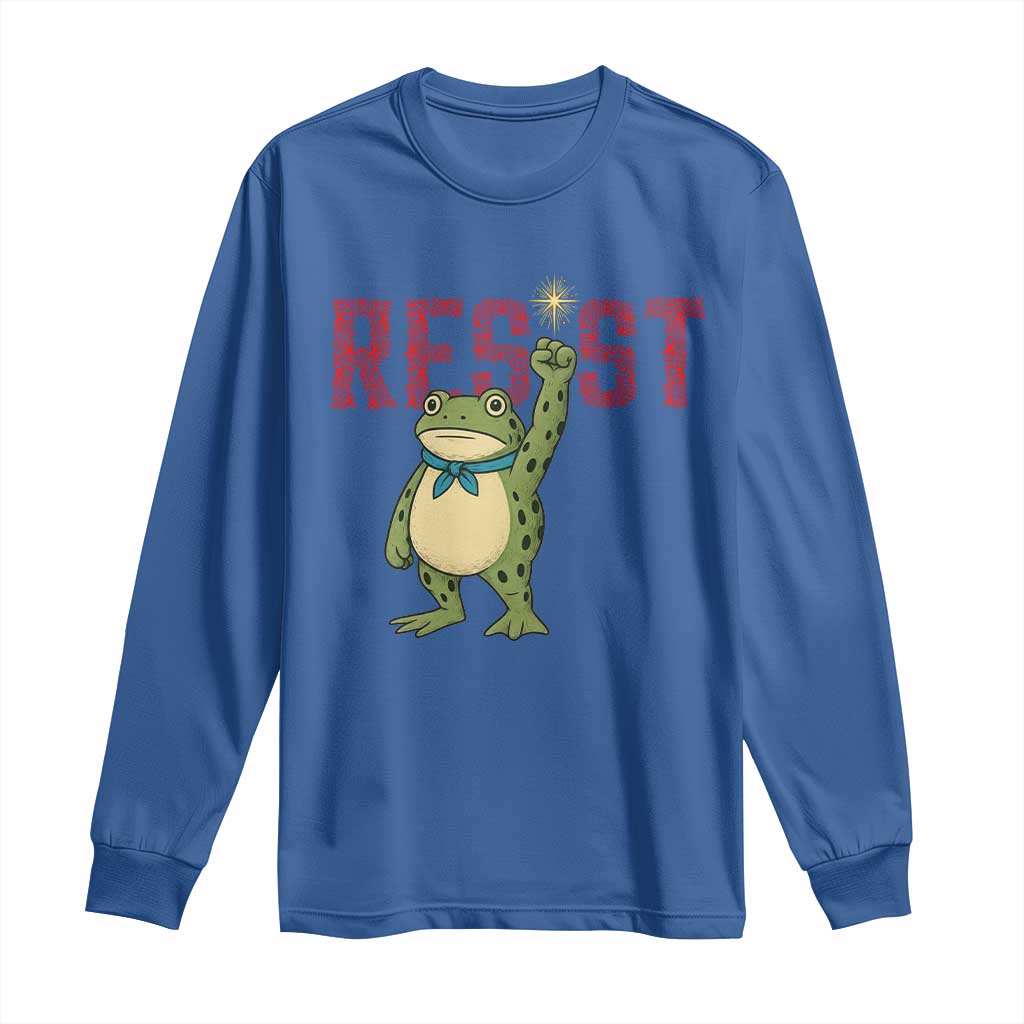Resist Frog AIDS Awareness Long Sleeve Shirt Portland Activist Political Meme HIV Support Red Ribbon TS14 Royal Blue Print Your Wear