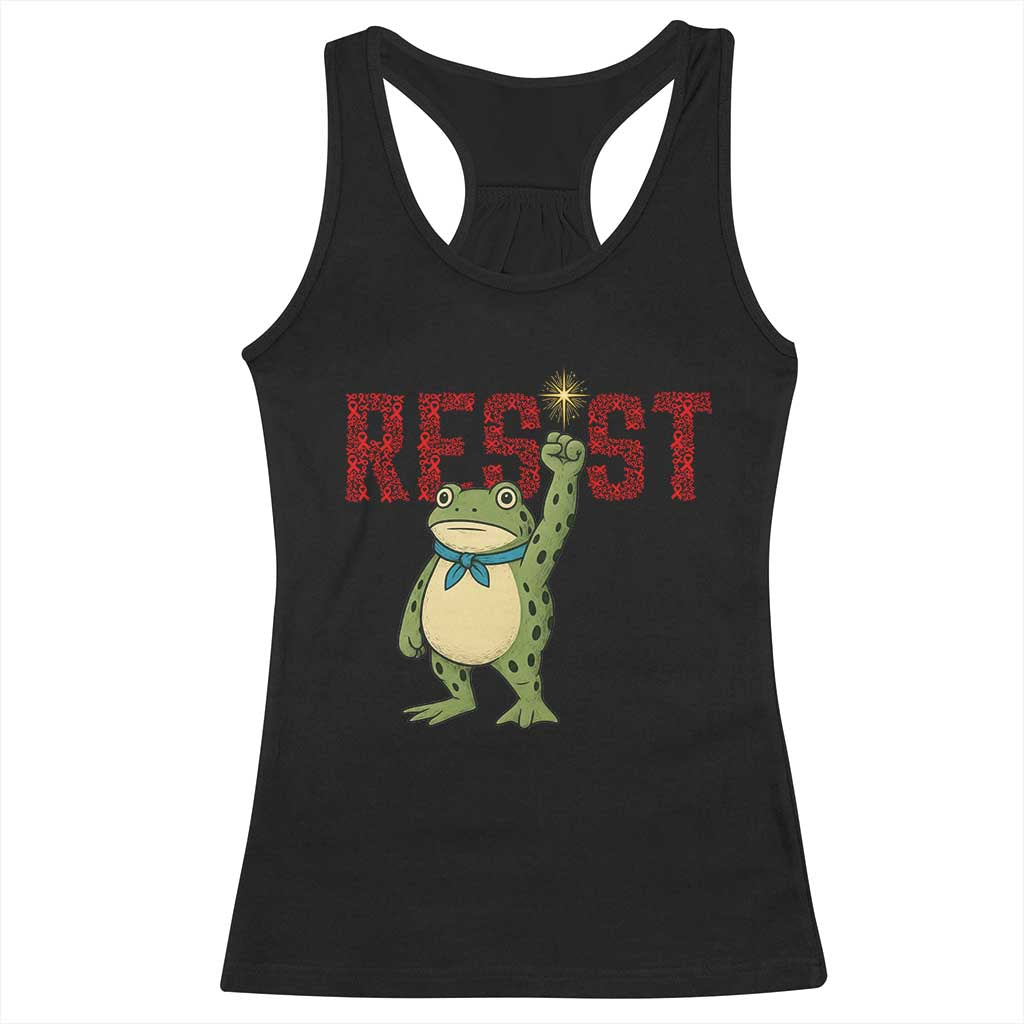 Resist Frog AIDS Awareness Racerback Tank Top Portland Activist Political Meme HIV Support Red Ribbon TS14 Black Print Your Wear