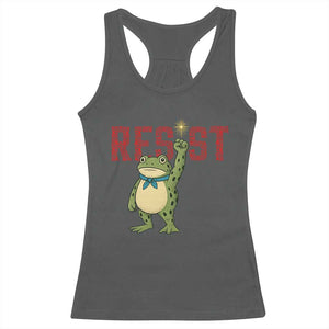Resist Frog AIDS Awareness Racerback Tank Top Portland Activist Political Meme HIV Support Red Ribbon TS14 Dark Heather Print Your Wear