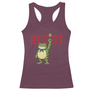 Resist Frog AIDS Awareness Racerback Tank Top Portland Activist Political Meme HIV Support Red Ribbon TS14 Maroon Print Your Wear