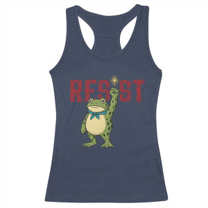 Resist Frog AIDS Awareness Racerback Tank Top Portland Activist Political Meme HIV Support Red Ribbon TS14 Navy Print Your Wear