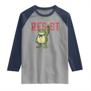 Resist Frog AIDS Awareness Raglan Shirt Portland Activist Political Meme HIV Support Red Ribbon TS14 Sport Gray Navy Print Your Wear