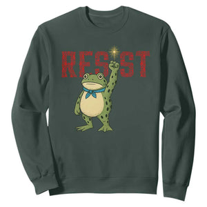 Resist Frog AIDS Awareness Sweatshirt Portland Activist Political Meme HIV Support Red Ribbon TS14 Dark Forest Green Print Your Wear