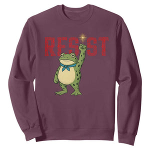 Resist Frog AIDS Awareness Sweatshirt Portland Activist Political Meme HIV Support Red Ribbon TS14 Maroon Print Your Wear