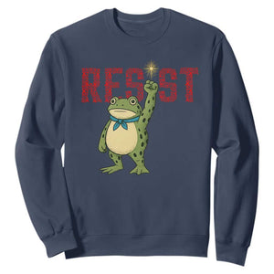 Resist Frog AIDS Awareness Sweatshirt Portland Activist Political Meme HIV Support Red Ribbon TS14 Navy Print Your Wear
