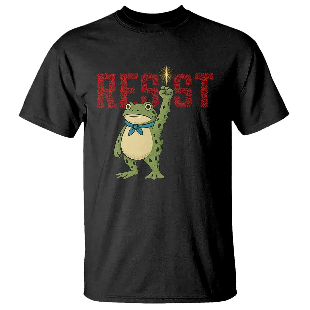 Resist Frog AIDS Awareness T Shirt Portland Activist Political Meme HIV Support Red Ribbon TS14 Black Print Your Wear