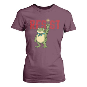 Resist Frog AIDS Awareness T Shirt For Women Portland Activist Political Meme HIV Support Red Ribbon TS14 Maroon Print Your Wear