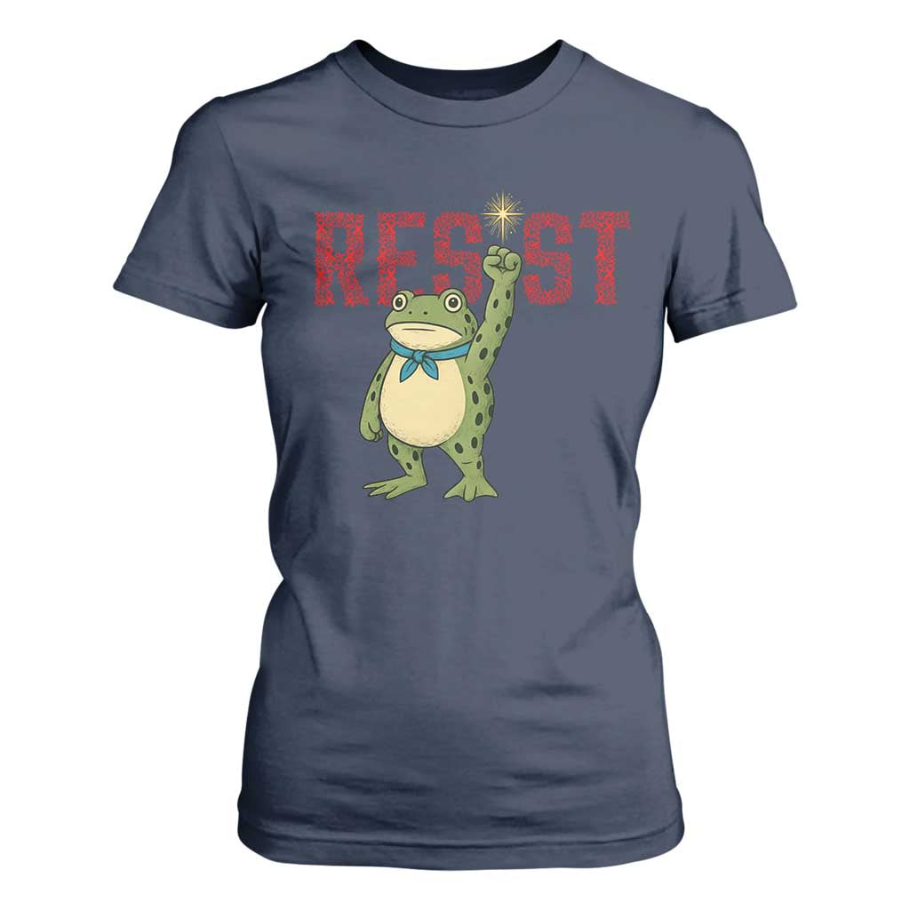 Resist Frog AIDS Awareness T Shirt For Women Portland Activist Political Meme HIV Support Red Ribbon TS14 Navy Print Your Wear