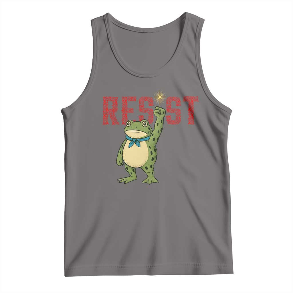 Resist Frog AIDS Awareness Tank Top Portland Activist Political Meme HIV Support Red Ribbon TS14 Deep Heather Print Your Wear
