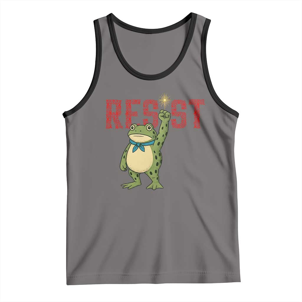 Resist Frog AIDS Awareness Tank Top Portland Activist Political Meme HIV Support Red Ribbon TS14 Deep Heather Black Print Your Wear