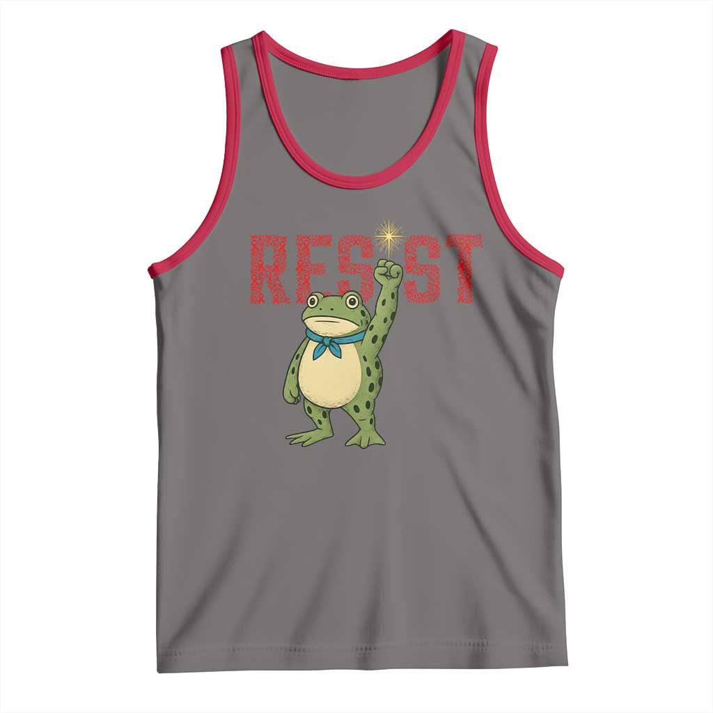Resist Frog AIDS Awareness Tank Top Portland Activist Political Meme HIV Support Red Ribbon TS14 Deep Heather Red Print Your Wear