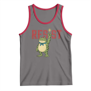Resist Frog AIDS Awareness Tank Top Portland Activist Political Meme HIV Support Red Ribbon TS14 Deep Heather Red Print Your Wear