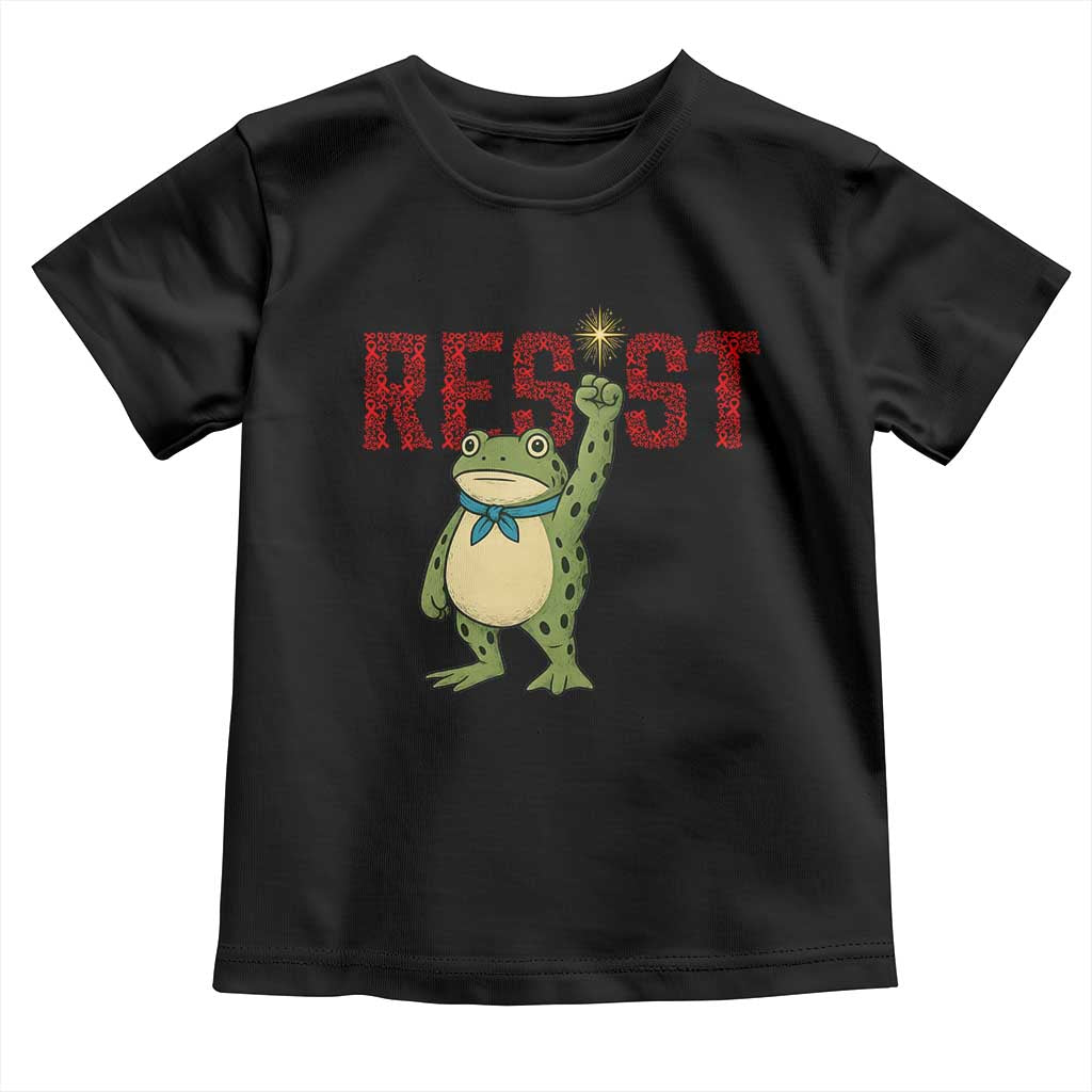 Resist Frog AIDS Awareness Toddler T Shirt Portland Activist Political Meme HIV Support Red Ribbon TS14 Black Print Your Wear