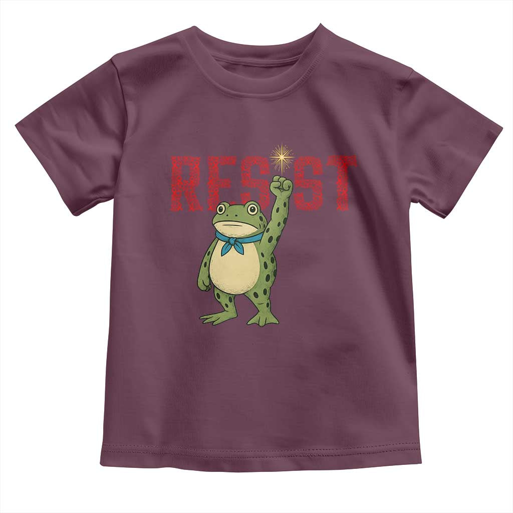 Resist Frog AIDS Awareness Toddler T Shirt Portland Activist Political Meme HIV Support Red Ribbon TS14 Maroon Print Your Wear