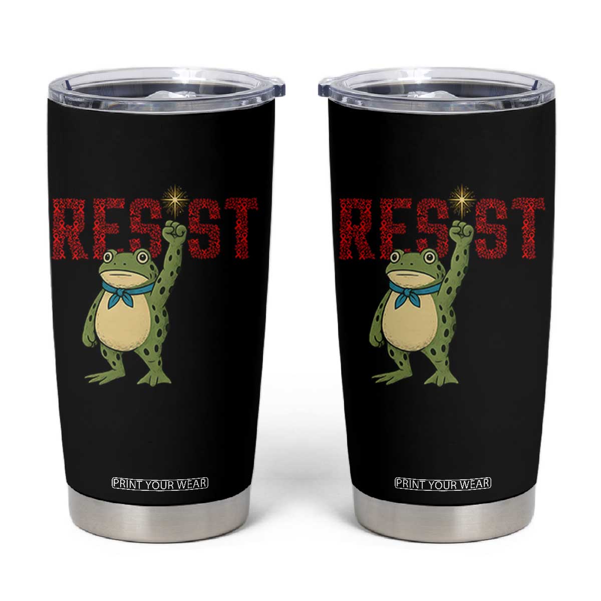 Resist Frog AIDS Awareness Tumbler Cup Portland Activist Political Meme HIV Support Red Ribbon - Print Your Wear
