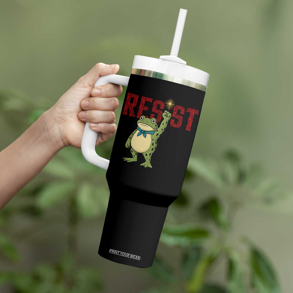 Resist Frog AIDS Awareness Tumbler With Handle Portland Activist Political Meme HIV Support Red Ribbon TS14 Print Your Wear