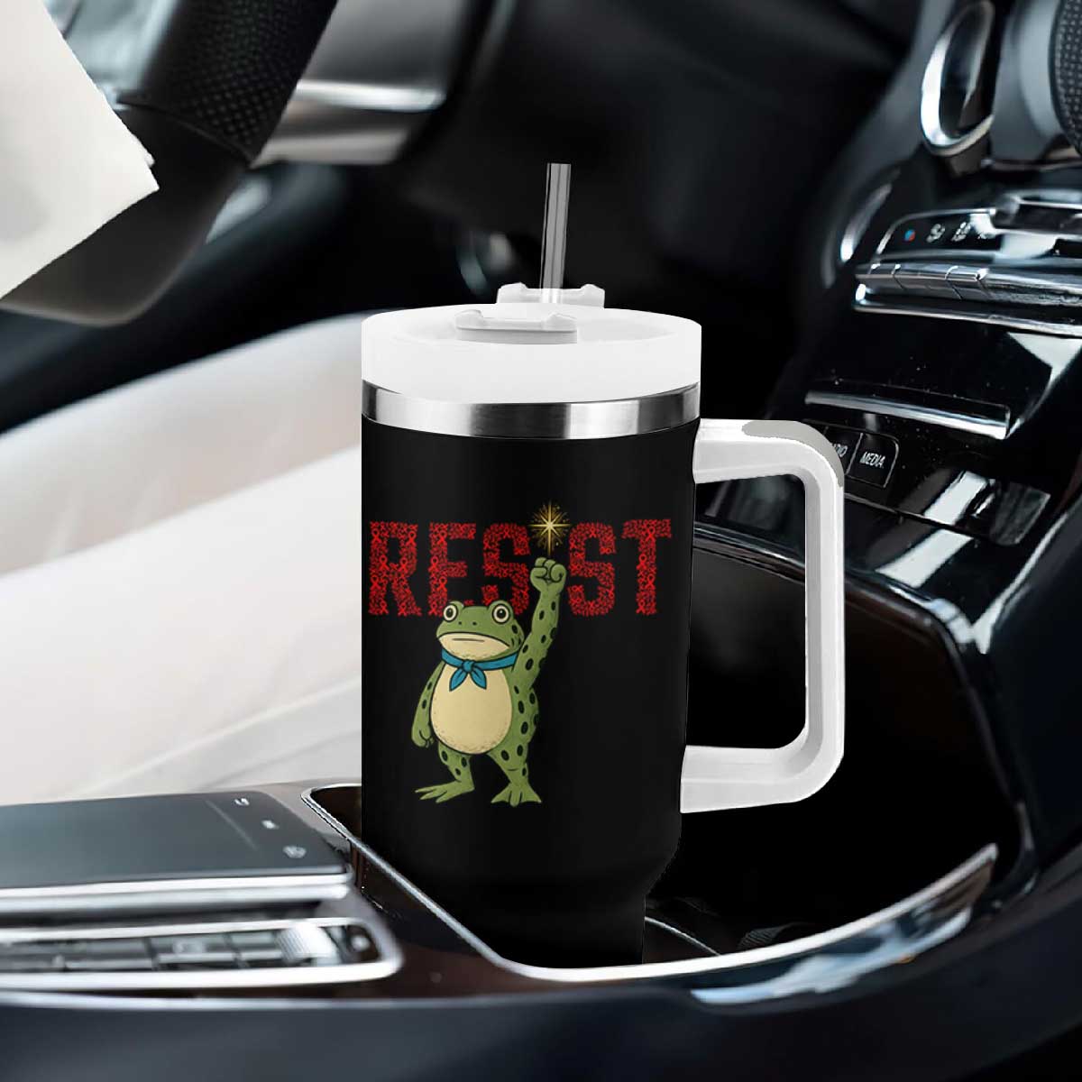Resist Frog AIDS Awareness Tumbler With Handle Portland Activist Political Meme HIV Support Red Ribbon TS14 Print Your Wear