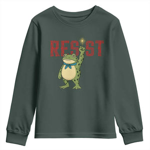 Resist Frog AIDS Awareness Youth Sweatshirt Portland Activist Political Meme HIV Support Red Ribbon TS14 Dark Forest Green Print Your Wear