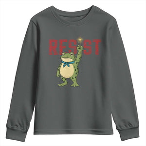 Resist Frog AIDS Awareness Youth Sweatshirt Portland Activist Political Meme HIV Support Red Ribbon TS14 Dark Heather Print Your Wear