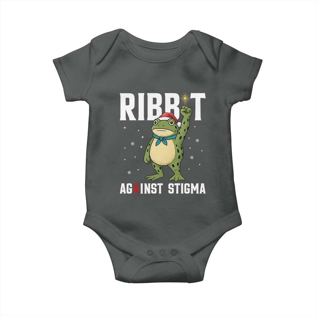 Resist Frog AIDS Awareness Christmas Baby Onesie Funny Portland Activist Meme HIV Support Red Ribbon TS14 Dark Heather Print Your Wear