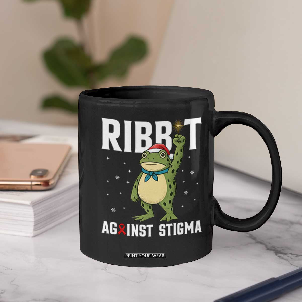 Resist Frog AIDS Awareness Christmas Coffee Mug Funny Portland Activist Meme HIV Support Red Ribbon TS14 Print Your Wear