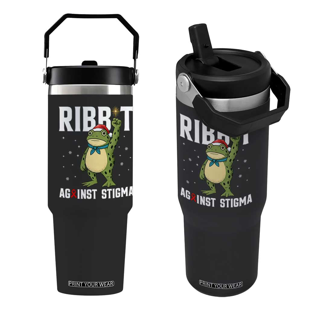 Resist Frog AIDS Awareness Christmas Flip Straw Tumbler Funny Portland Activist Meme HIV Support Red Ribbon - Print Your Wear