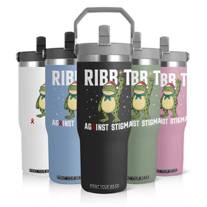 Resist Frog AIDS Awareness Christmas Flip Straw Tumbler Funny Portland Activist Meme HIV Support Red Ribbon - Print Your Wear