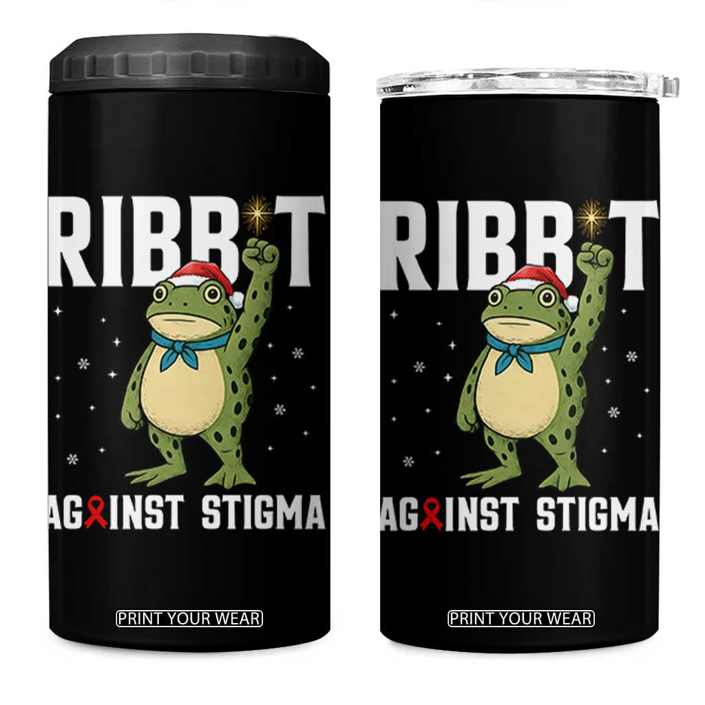 Resist Frog AIDS Awareness Christmas 4 in 1 Can Cooler Tumbler Funny Portland Activist Meme HIV Support Red Ribbon - Print Your Wear