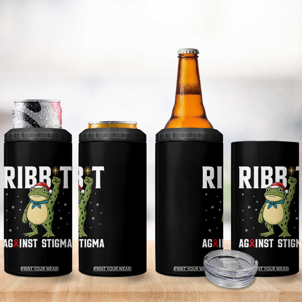 Resist Frog AIDS Awareness Christmas 4 in 1 Can Cooler Tumbler Funny Portland Activist Meme HIV Support Red Ribbon TS14 Print Your Wear