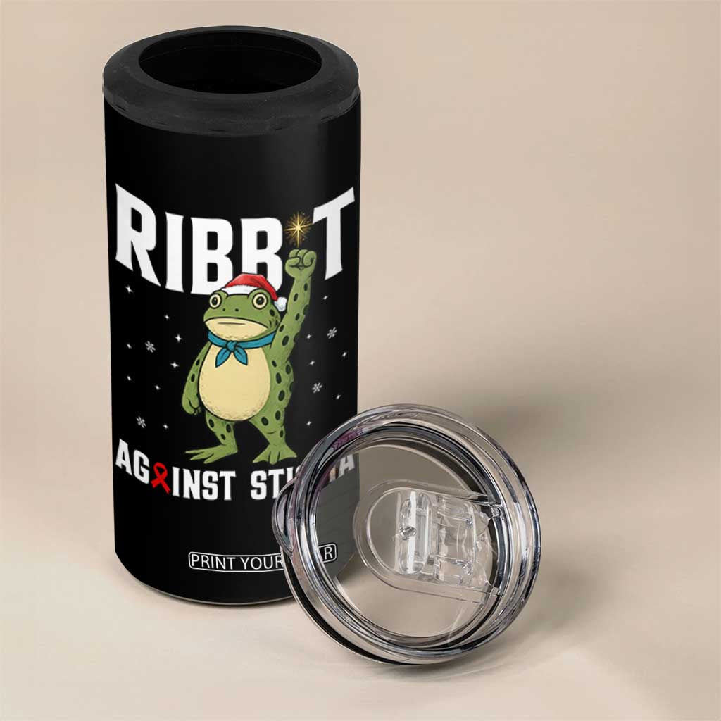 Resist Frog AIDS Awareness Christmas 4 in 1 Can Cooler Tumbler Funny Portland Activist Meme HIV Support Red Ribbon TS14 Print Your Wear