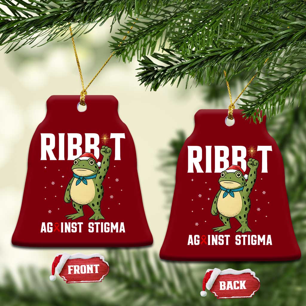 Resist Frog AIDS Awareness Xmas Ceramic Ornament Funny Portland Activist Meme HIV Support Red Ribbon - Print Your Wear