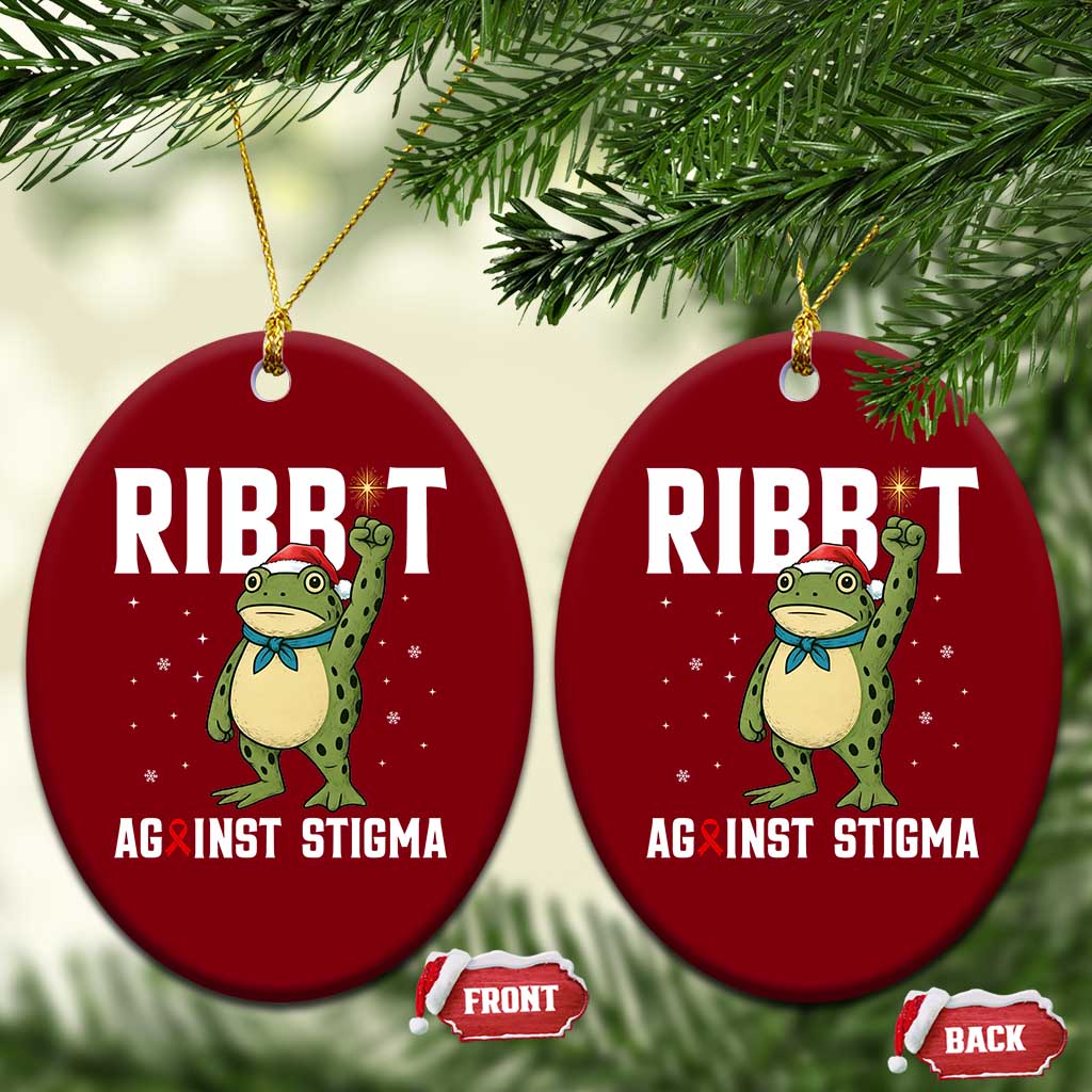 Resist Frog AIDS Awareness Xmas Ceramic Ornament Funny Portland Activist Meme HIV Support Red Ribbon TS14 Print Your Wear