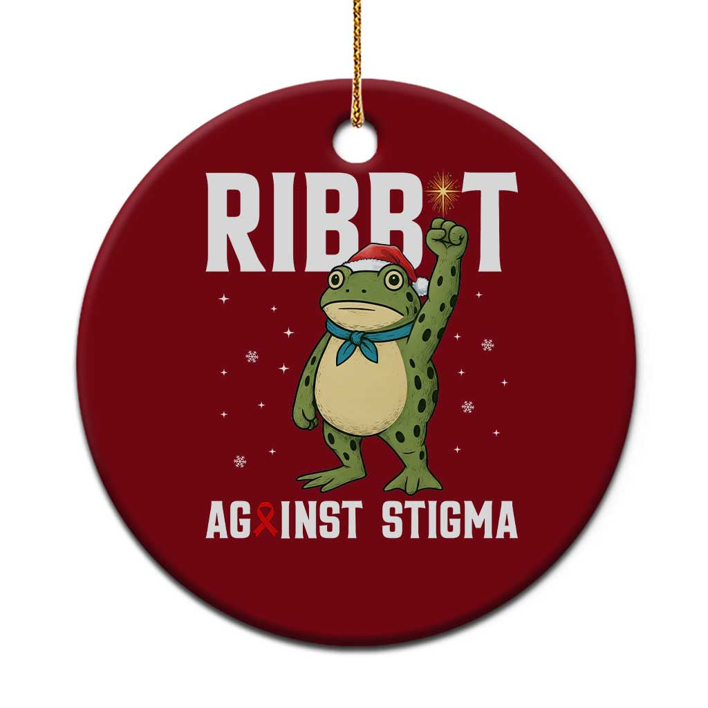 Resist Frog AIDS Awareness Xmas Ceramic Ornament Funny Portland Activist Meme HIV Support Red Ribbon - Print Your Wear