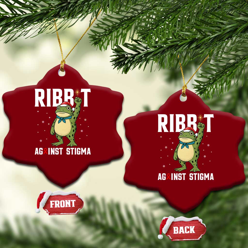 Resist Frog AIDS Awareness Xmas Ceramic Ornament Funny Portland Activist Meme HIV Support Red Ribbon - Print Your Wear