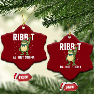 Resist Frog AIDS Awareness Xmas Ceramic Ornament Funny Portland Activist Meme HIV Support Red Ribbon - Print Your Wear