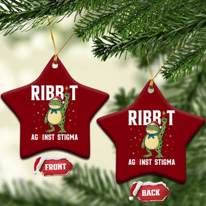 Resist Frog AIDS Awareness Xmas Ceramic Ornament Funny Portland Activist Meme HIV Support Red Ribbon - Print Your Wear