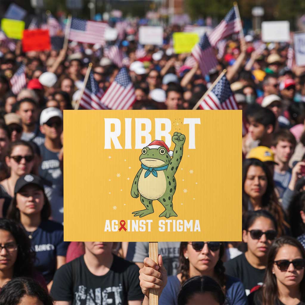 Resist Frog AIDS Awareness Christmas Protest Sign Funny Portland Activist Meme HIV Support Red Ribbon TS14 Horizontal 18