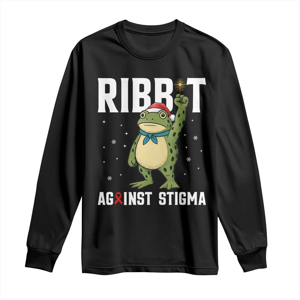 Resist Frog AIDS Awareness Christmas Long Sleeve Shirt Funny Portland Activist Meme HIV Support Red Ribbon - Print Your Wear