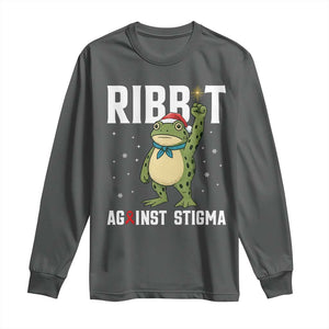 Resist Frog AIDS Awareness Christmas Long Sleeve Shirt Funny Portland Activist Meme HIV Support Red Ribbon TS14 Dark Heather Print Your Wear