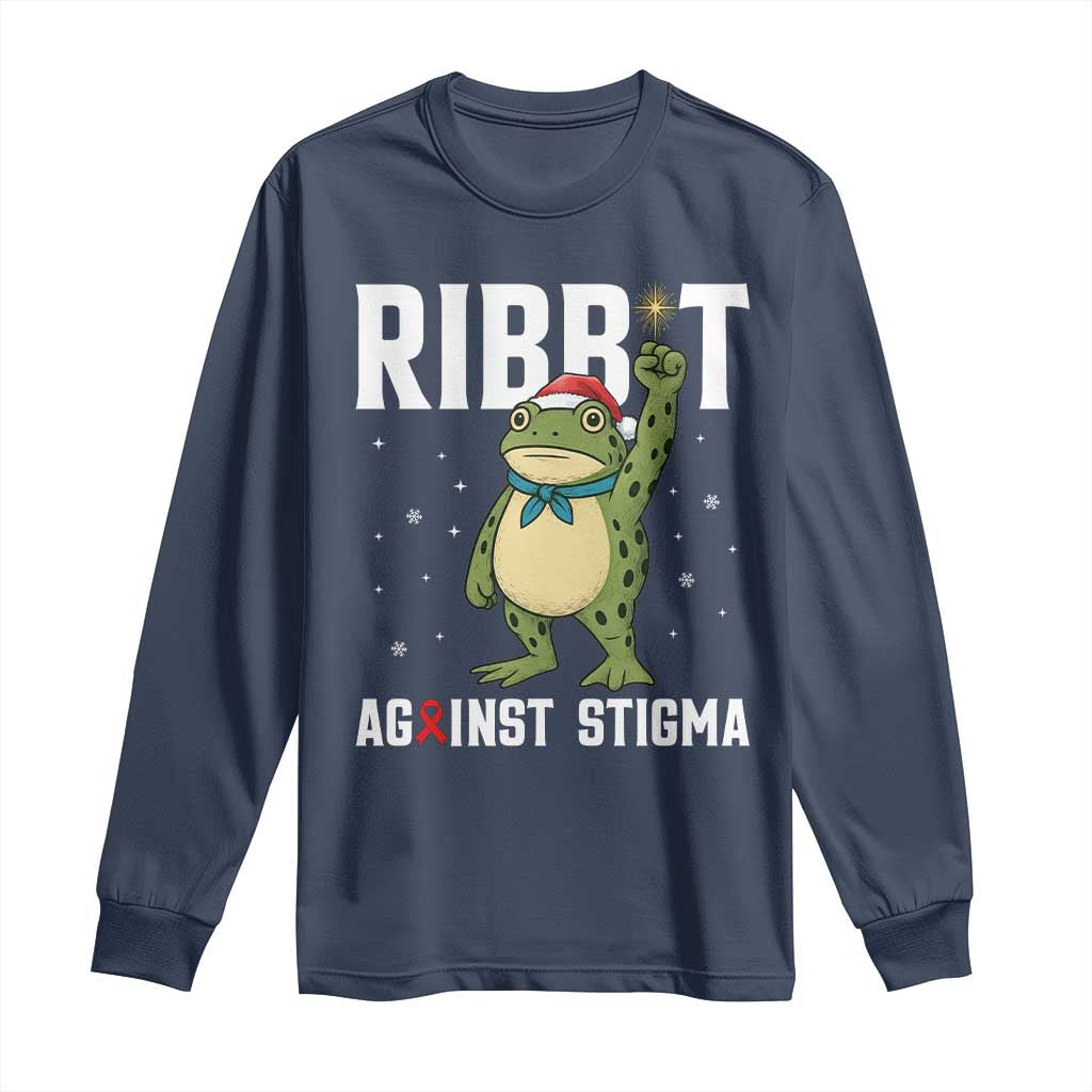 Resist Frog AIDS Awareness Christmas Long Sleeve Shirt Funny Portland Activist Meme HIV Support Red Ribbon TS14 Navy Print Your Wear