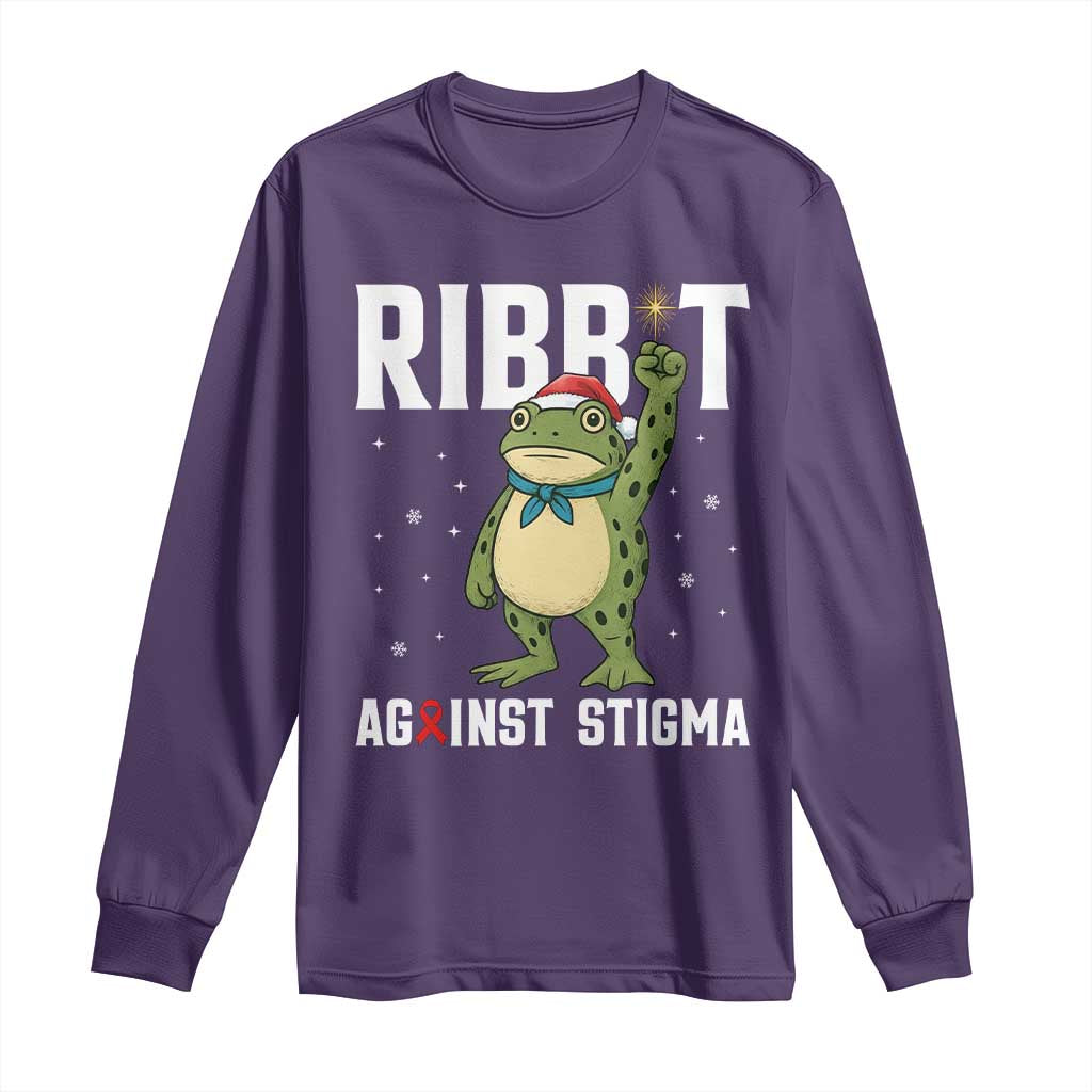 Resist Frog AIDS Awareness Christmas Long Sleeve Shirt Funny Portland Activist Meme HIV Support Red Ribbon TS14 Purple Print Your Wear