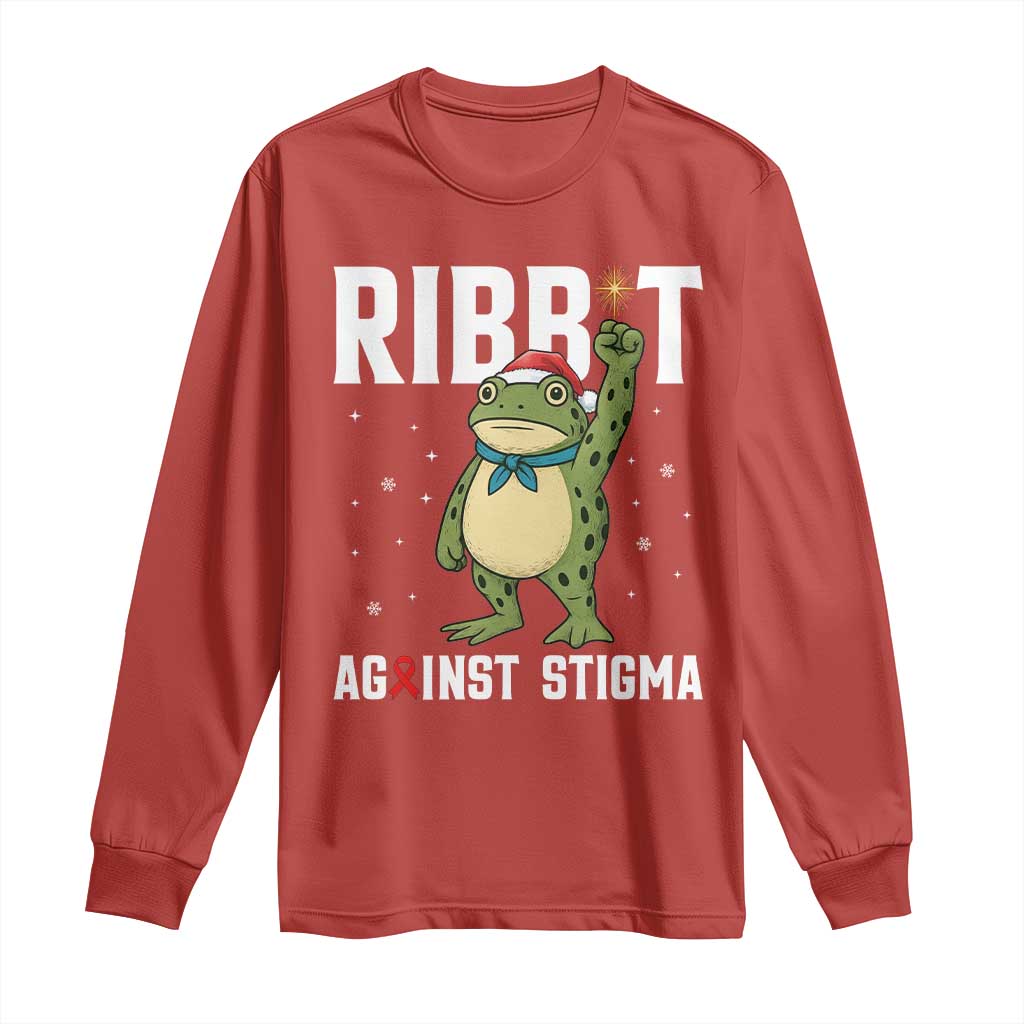 Resist Frog AIDS Awareness Christmas Long Sleeve Shirt Funny Portland Activist Meme HIV Support Red Ribbon TS14 Red Print Your Wear