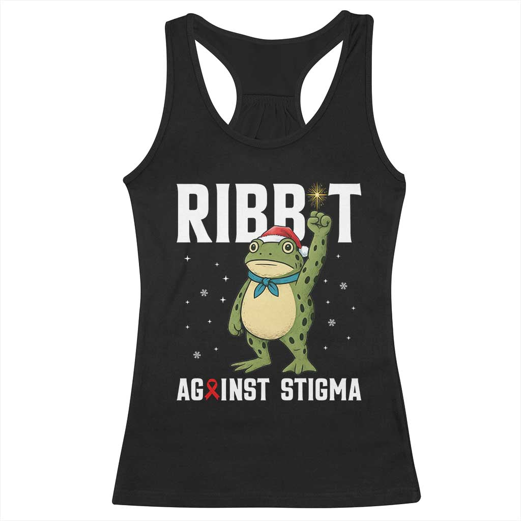 Resist Frog AIDS Awareness Christmas Racerback Tank Top Funny Portland Activist Meme HIV Support Red Ribbon - Print Your Wear
