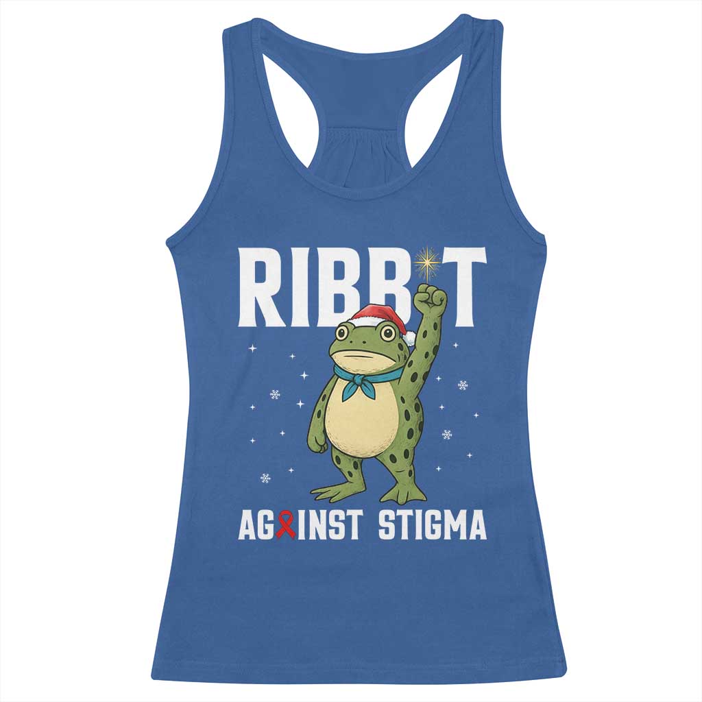 Resist Frog AIDS Awareness Christmas Racerback Tank Top Funny Portland Activist Meme HIV Support Red Ribbon TS14 Royal Blue Print Your Wear