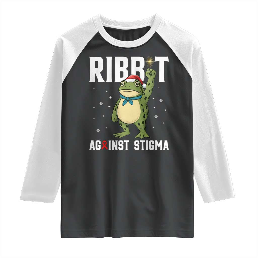 Resist Frog AIDS Awareness Christmas Raglan Shirt Funny Portland Activist Meme HIV Support Red Ribbon - Print Your Wear