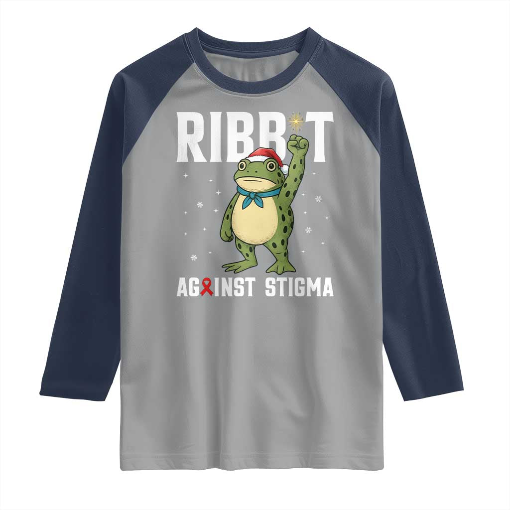 Resist Frog AIDS Awareness Christmas Raglan Shirt Funny Portland Activist Meme HIV Support Red Ribbon TS14 Sport Gray Navy Print Your Wear