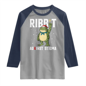 Resist Frog AIDS Awareness Christmas Raglan Shirt Funny Portland Activist Meme HIV Support Red Ribbon TS14 Sport Gray Navy Print Your Wear