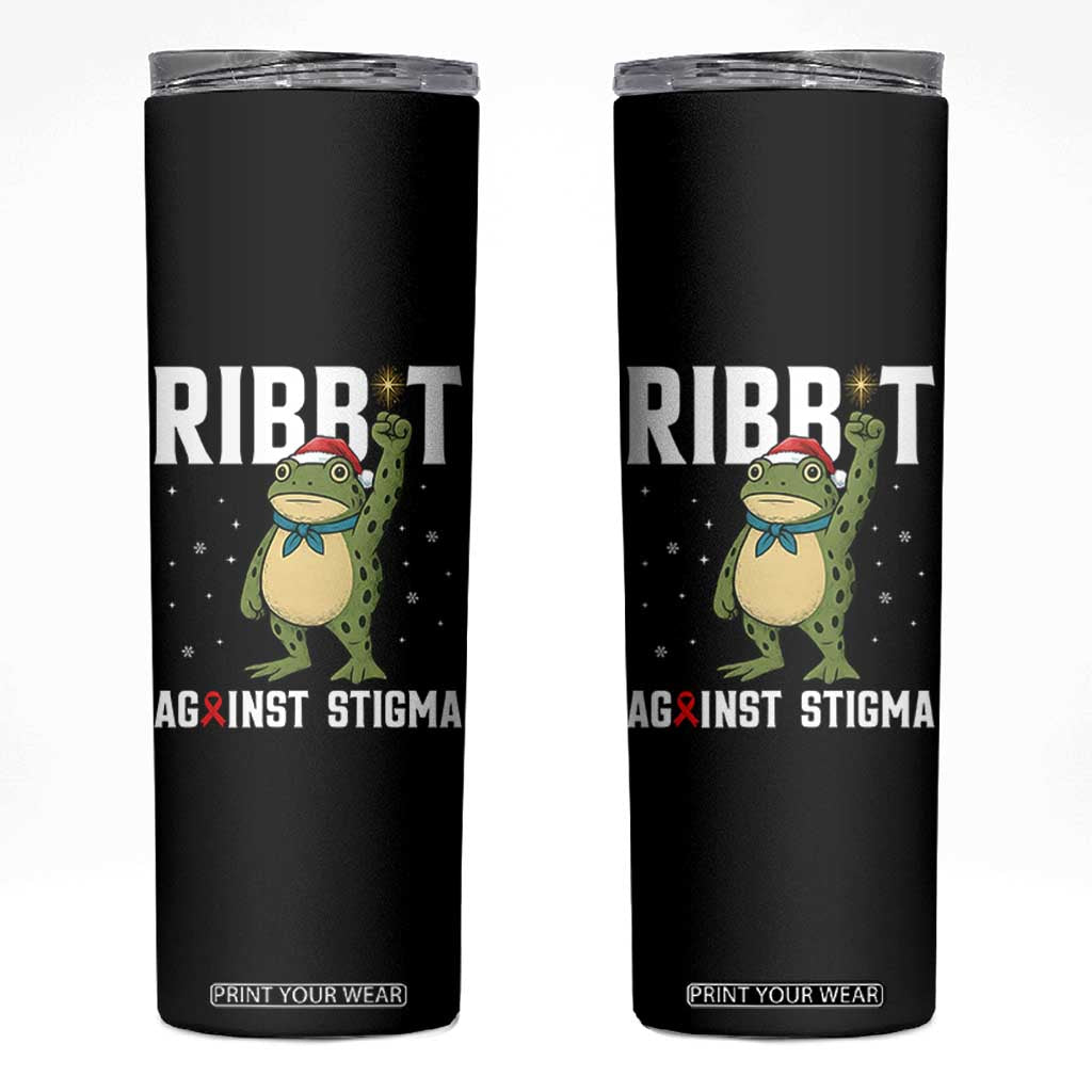 Resist Frog AIDS Awareness Christmas Skinny Tumbler Funny Portland Activist Meme HIV Support Red Ribbon - Print Your Wear