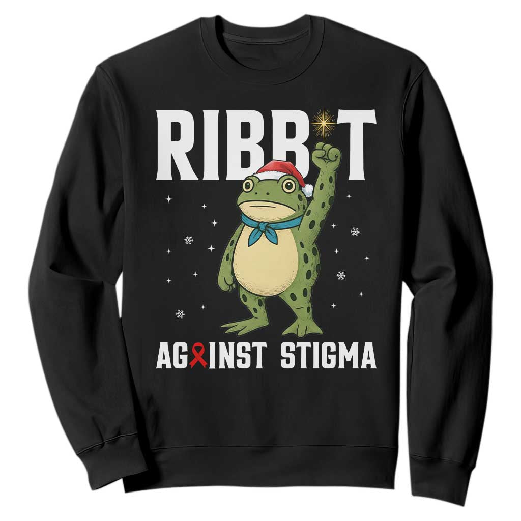 Resist Frog AIDS Awareness Christmas Sweatshirt Funny Portland Activist Meme HIV Support Red Ribbon - Print Your Wear