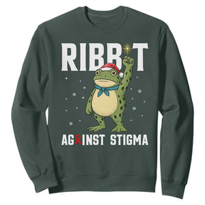 Resist Frog AIDS Awareness Christmas Sweatshirt Funny Portland Activist Meme HIV Support Red Ribbon TS14 Dark Forest Green Print Your Wear